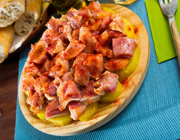 Close Raw Porks Ear Species Plate Table — Stock Photo, Image