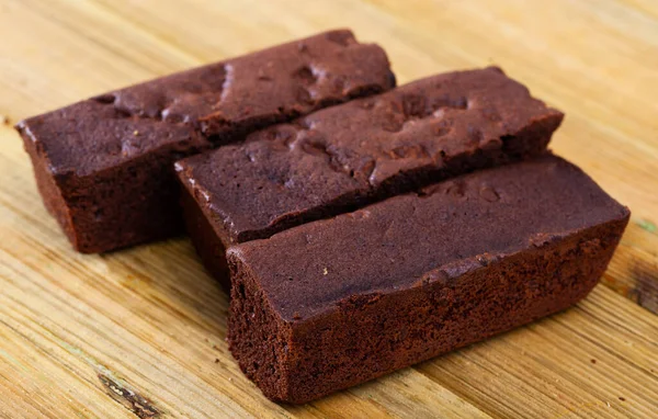 Fresh Brownie Wooden Background Sweet Food — Stock Photo, Image