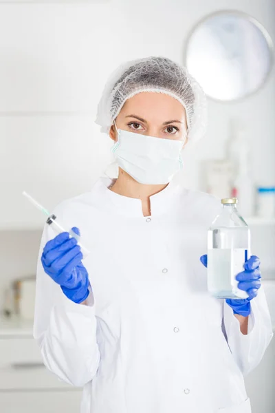 Professional Nurse Woman Making Injection Hospital — Stock Photo, Image
