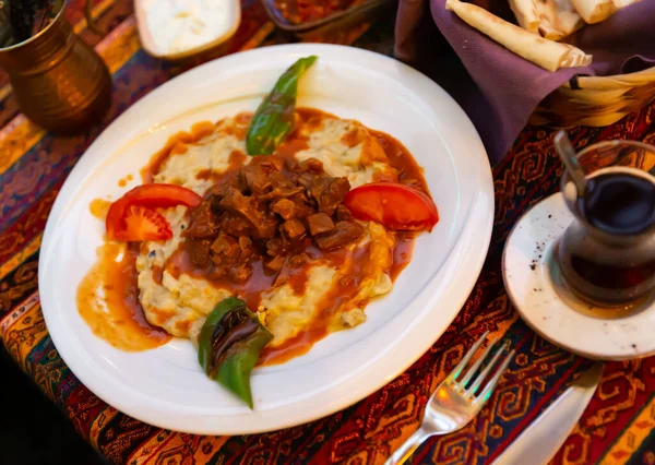 Хункар Бегенди Баклажанов Мяса Турецкая Кухня — стоковое фото