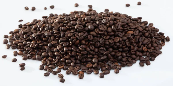 Pile Aromatic Roasted Coffee Beans White Surface — Stock Photo, Image