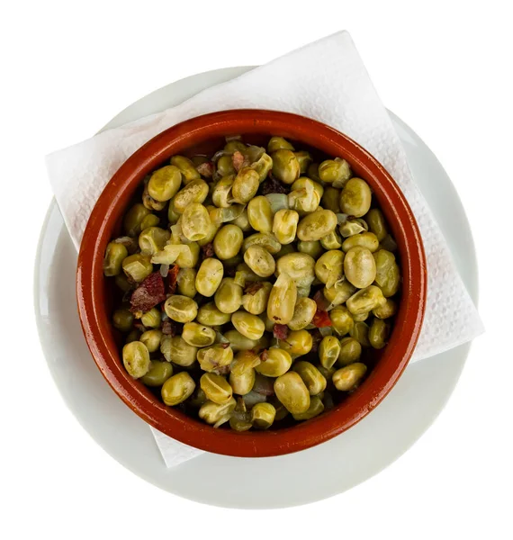 Habas Catalana Spanish Recipe Broad Beans Isolated White Background — Stock Photo, Image