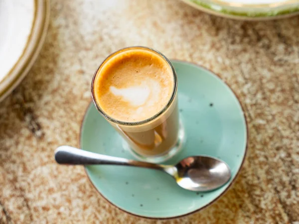 Popular Spanish Coffee Cortado Made Basis Espresso Addition Milk — Stock Photo, Image