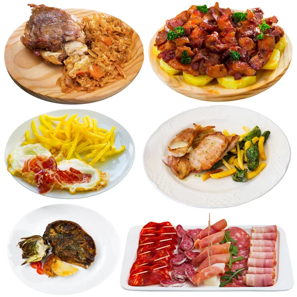 Collection Authentic Dishes Spanish Cuisine High Quality Photo — Stock Photo, Image
