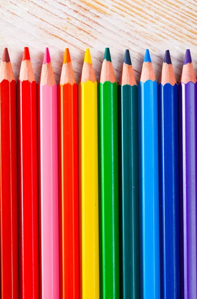 Gros Plan Crayons Plomb Colorés Pour Dessiner Sur Une Surface — Photo
