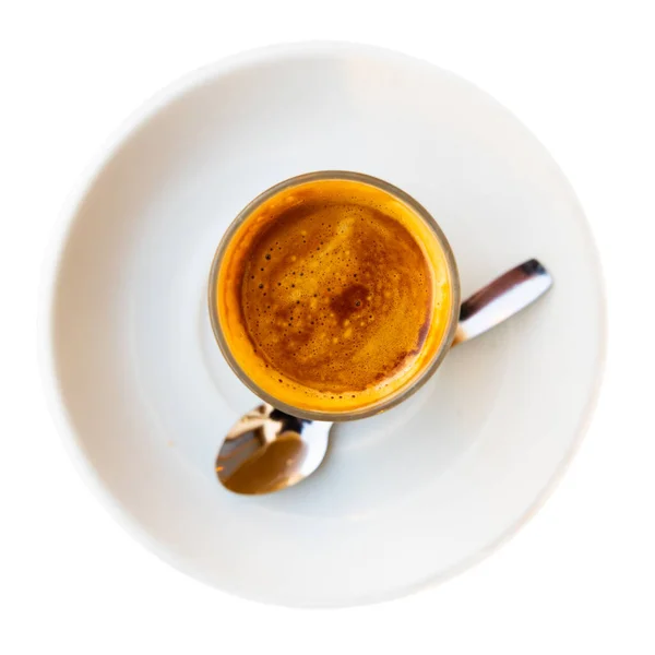Кружку Кортадо Подали Традиционный Испанский Кофе Изолированный Белом Фоне — стоковое фото