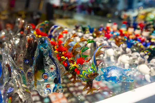 Colorful Souvenirs Famous Murano Glass Showcase Gift Shop Venice — Stock Photo, Image