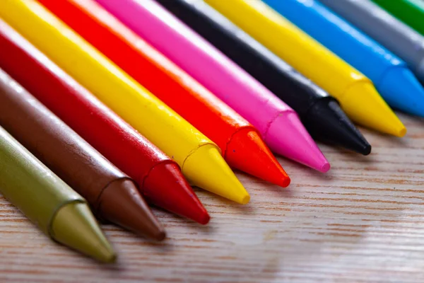 Immagine Matite Pastello Multicolore Superficie Legno — Foto Stock