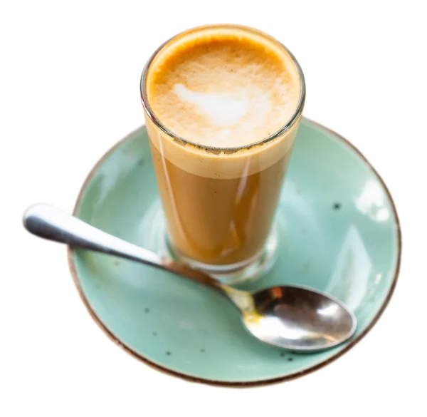 Bir Bardak Cortado Geleneksel Spanyol Kahvesi Beyaz Arkaplan Üzerinde Izole — Stok fotoğraf