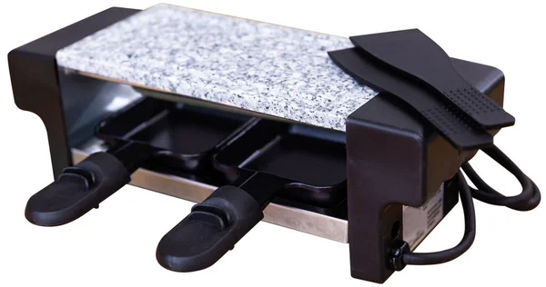 Elektryczny Grill Raclette Używany Przygotowywania Topionego Sera Izolacja Białym Tle — Zdjęcie stockowe