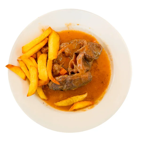 Ossobuco Klasszikus Olasz Húsos Étel Borjúhúsból Vagy Marhahúsból Szolgálatra Kész — Stock Fotó