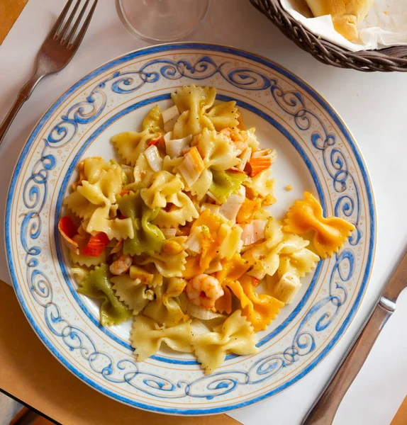 Pasta Shrimps Seafood Dish Spanish Mediterranean Cuisine — Stock Photo, Image