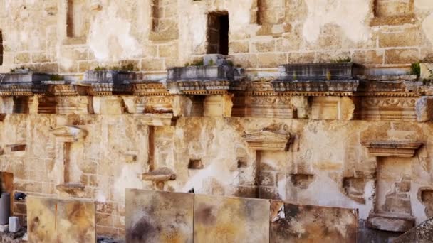 Kilátás Színpadi Portál Római Színház Ókori Görög Római Város Aspendos — Stock videók