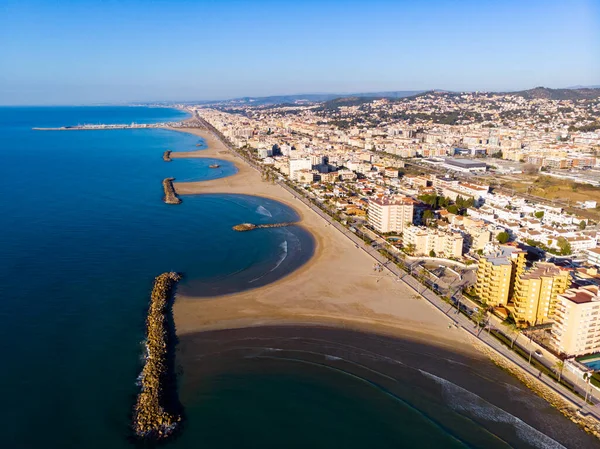 Veduta Aerea Drone Playa Cunit Nella Soleggiata Giornata Invernale Tarragona — Foto Stock