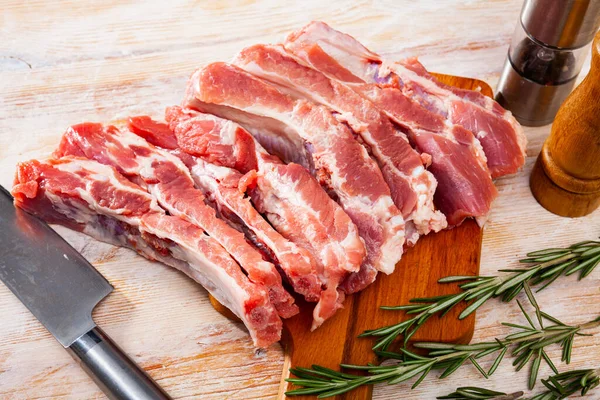 Fresh Raw Pork Ribs Ingredients Cooking — Stock Photo, Image