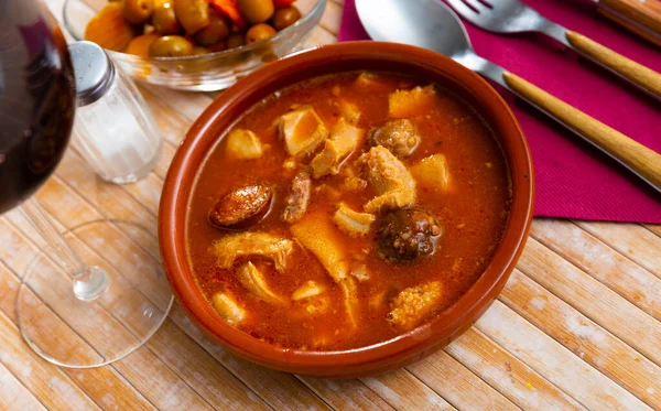 Madrid Style Tripe Served Table Serving Pieces — Stock Photo, Image