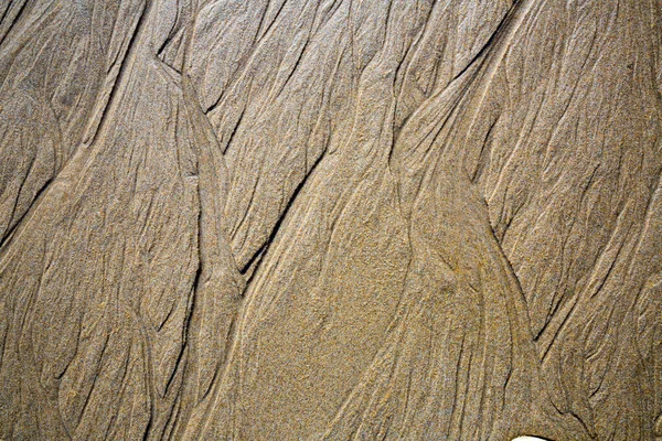 Nahaufnahme Von Mustern Auf Dem Sand Aus Dem Meerwasser Nach — Stockfoto