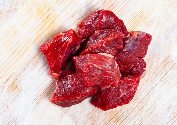 Raw Chopped Beef Wooden Surface — Stock Photo, Image