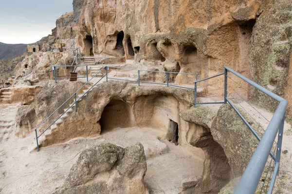 View Rock Hewn Caves Ancient Monastic Complex Vardzia Slopes Erusheti — Stock Photo, Image