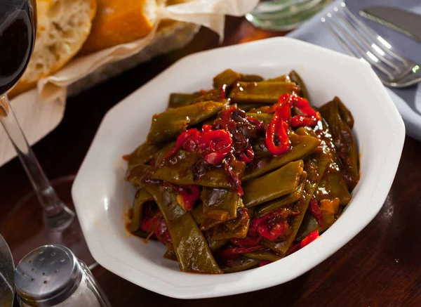 Stewed Green Beans Pepper — Stock Photo, Image