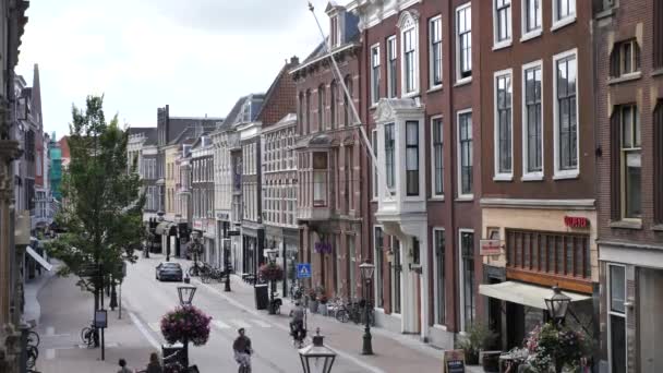 Лейден Нідерланди Серпня 2022 Традиційні Будинки Каналів Лейдені Південній Голландії — стокове відео