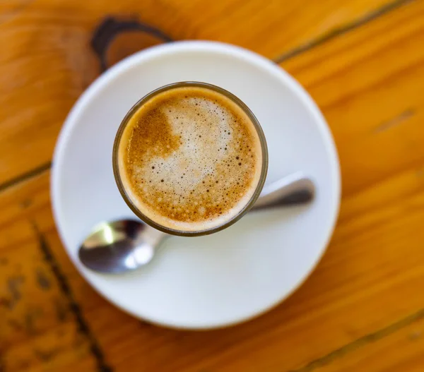 Glass Cortado Coffee Table Espresso Drink Milk Originally Made Spain — 스톡 사진