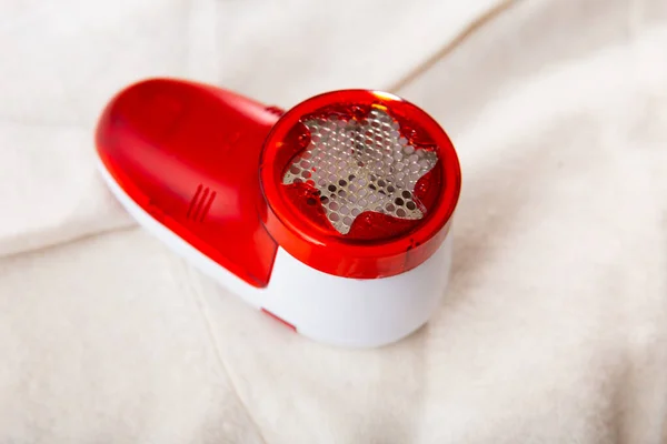 Máquina Afeitar Tela Mano Plástico Rojo Blanco Máquina Para Eliminar — Foto de Stock