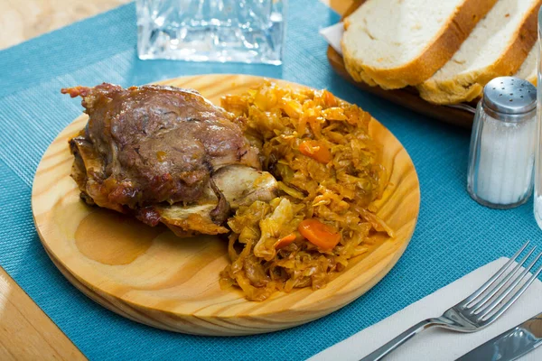 Pork Cheeks Braised Cabbage Original Catalonian Dish Galtas Horno — Stock Photo, Image