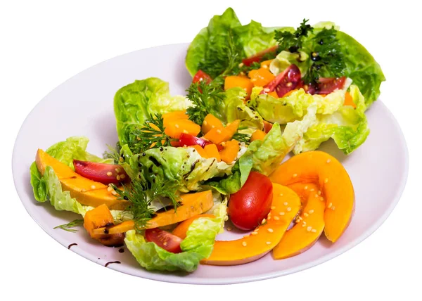 Baked Pumpkin Salad Isolated White Background — Stock Photo, Image