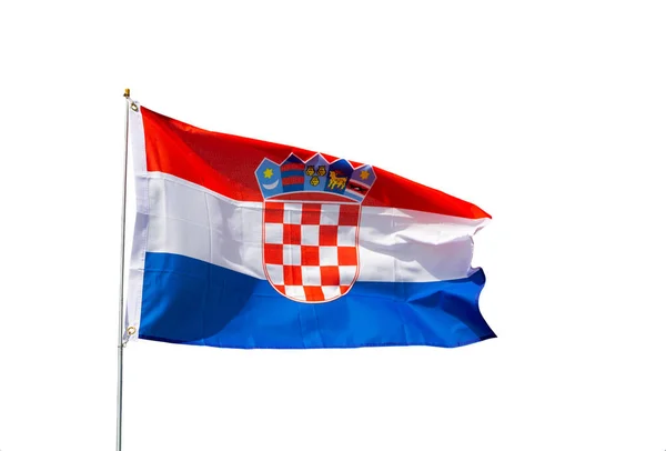 克罗地亚国旗飘扬 在白色背景下被隔离 — 图库照片