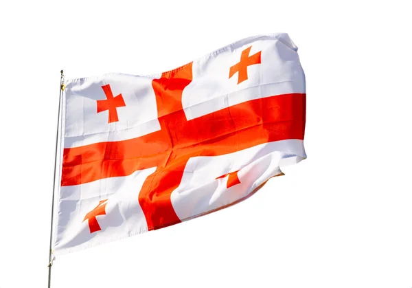 Velká Gruzínská Vlajka Izolované Přes Bílé Pozadí — Stock fotografie