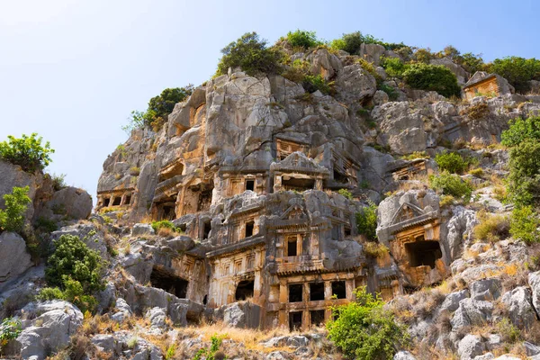 Túmulos Rocha Lícia Myra Antiga Cidade Antalya Turquia — Fotografia de Stock