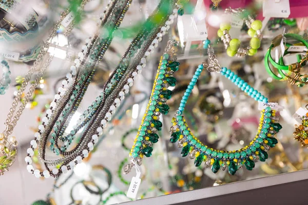 Fashionable Handmade Bracelets Showcase Jewelry Store — Stock Photo, Image