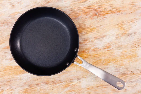 Small Black Frying Pan Having Nonstick Surface Practical Long Handle — Stock Photo, Image