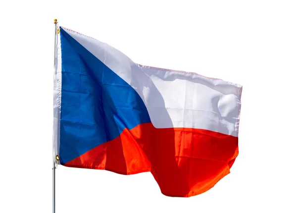 Bandeira República Tcheca Com Triângulo Azul Duas Faixas Brancas Vermelhas — Fotografia de Stock