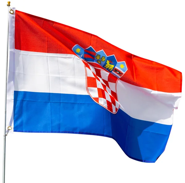 Mavi Bir Gökyüzü Karşı Uçan Hırvatistan Bayrağı — Stok fotoğraf