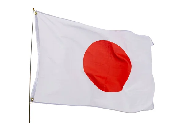 Bandeira Japão Voar Isolado Sobre Fundo Branco — Fotografia de Stock