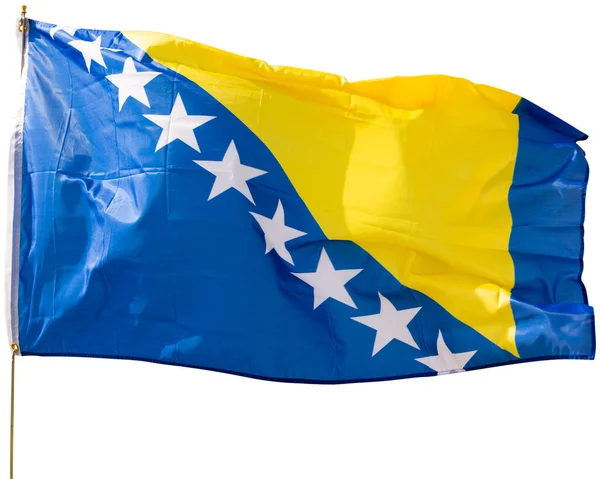 青い空に舞うボスニア ヘルツェゴビナの国旗 — ストック写真