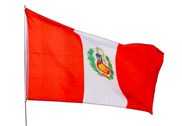 Bandera Nacional Del Perú Aislado Sobre Fondo Blanco — Foto de Stock