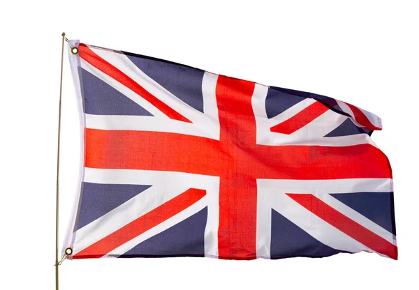 Textilflaggor Från Förenade Konungariket Storbritannien Och Nordirland Fladdrar Isolerad Över — Stockfoto