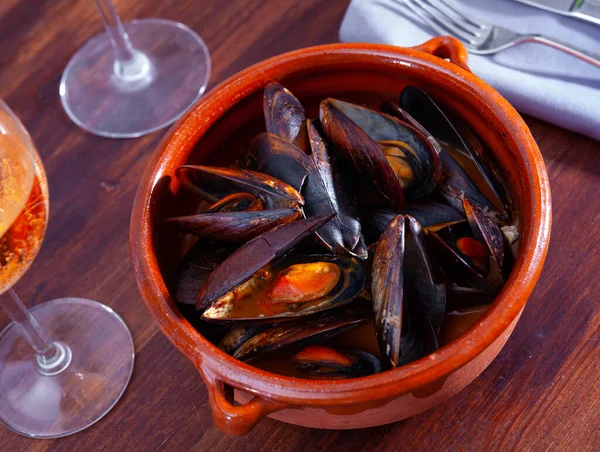 Vynikající Pochoutka Mušlí Marinera Populární Tradiční Pokrm Španělské Kuchyně — Stock fotografie