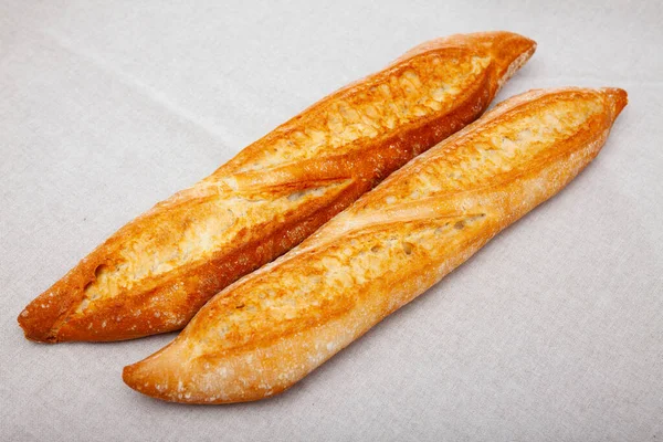 Gros Plan Baguettes Croquantes Produits Boulangerie Personne — Photo