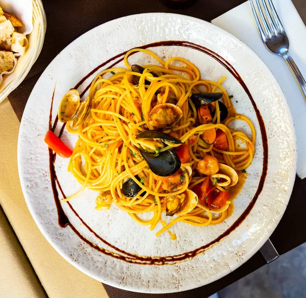 Паста Морепродуктами Традиционное Итальянское Блюдо — стоковое фото