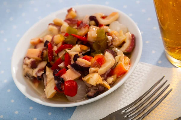 Bunte Köstliche Meeresfrüchte Salpicon Beliebte Spanische Leichte Vorspeise Aus Gemüse — Stockfoto