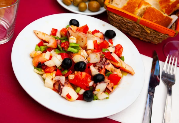 Seafood Salpicon Salpicon Marisco Shrimp Mussels Octopus Bell Peppers Onions — Stock Photo, Image