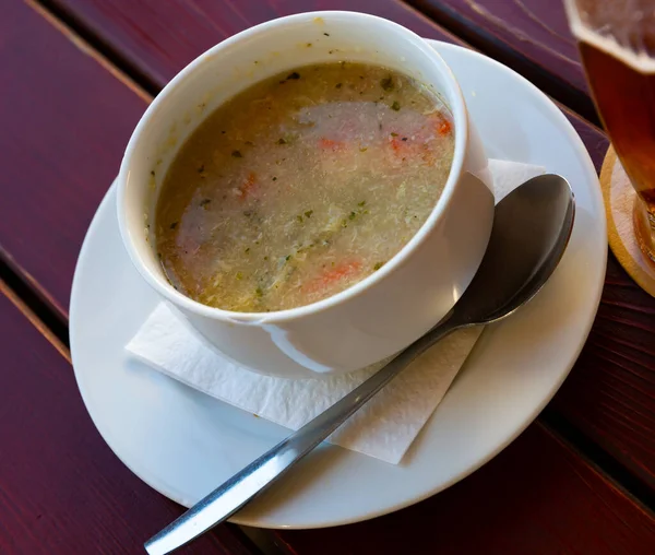 stock image Plate with semolina and egg soup