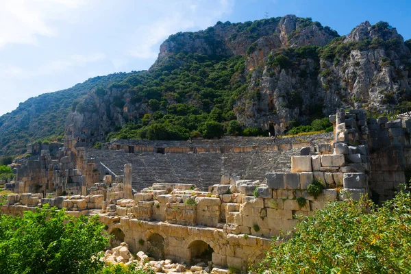 Landschappelijk Uitzicht Overblijfselen Van Romeins Theater Oude Lycische Nederzetting Myra — Stockfoto