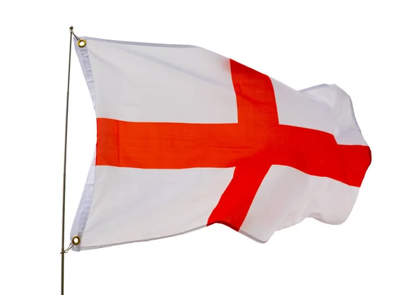 Stor Flagga England Fäst Pinne Mot Bakgrund Blå Himmel Dagsljus — Stockfoto