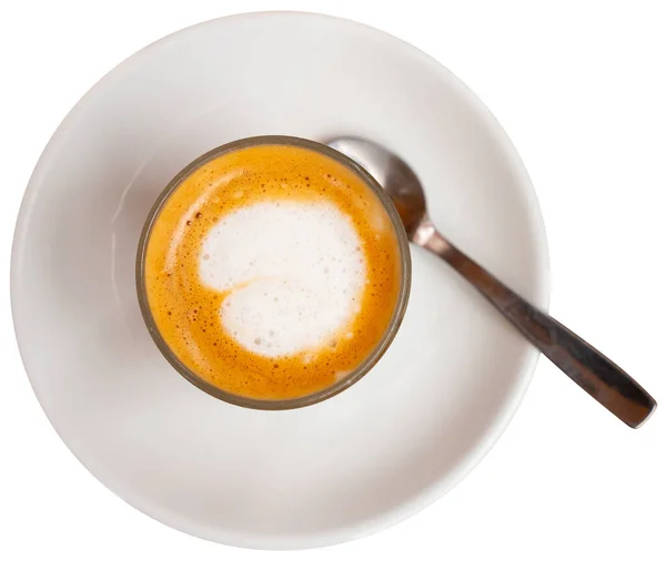 Obrázek Šálku Čerstvého Kávy Cortado Izolované Přes Bílé Pozadí — Stock fotografie