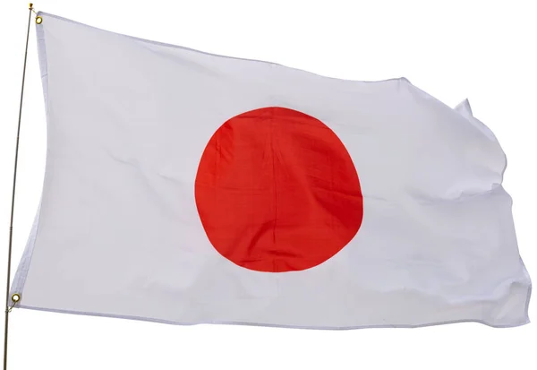 Bandeira Grande Japão Prendido Pau Isolado Sobre Fundo Branco — Fotografia de Stock